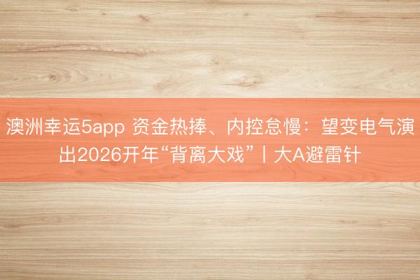 澳洲幸运5app 资金热捧、内控怠慢:望变电气演出2026开年“背离大戏”丨大A避雷针