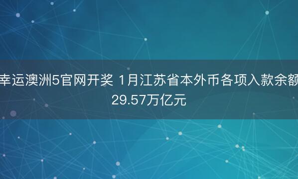 幸运澳洲5官网开奖 1月江苏省本外币各项入款余额29.57万亿元